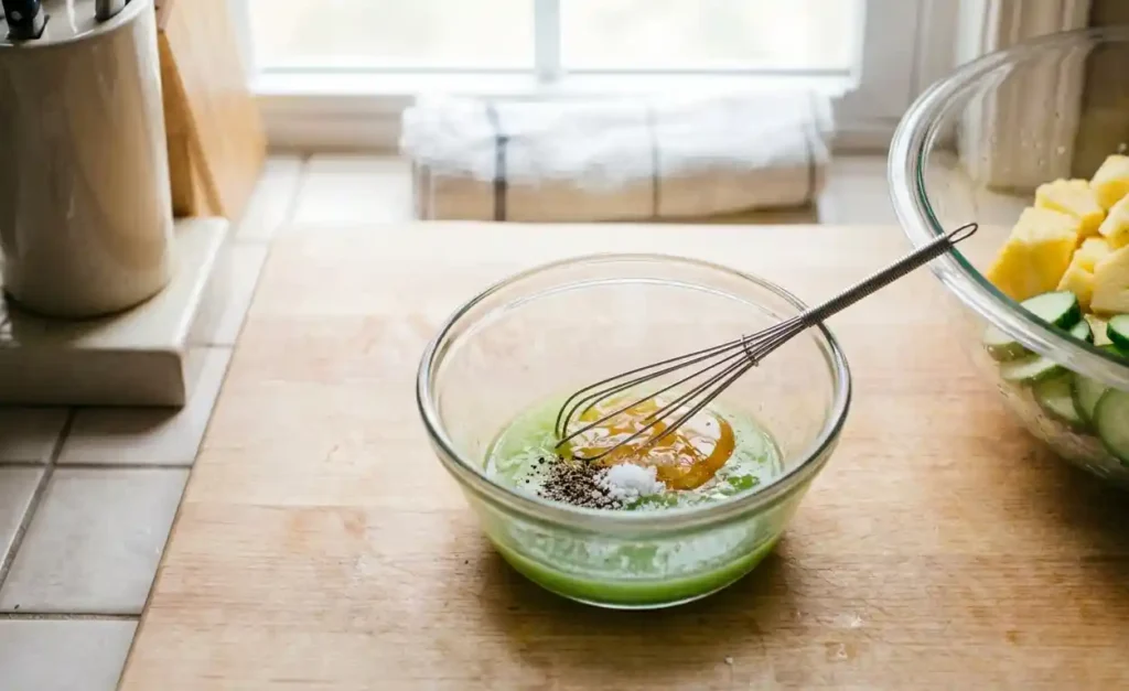 Prepare the dressing for Pineapple Cucumber Salad 