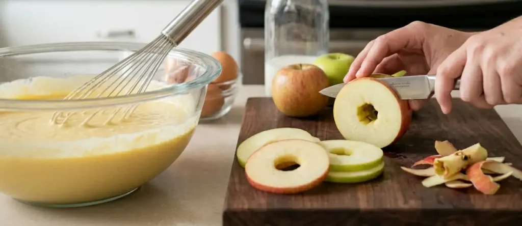 Prepare the mixture for Dutch Apple Pancake