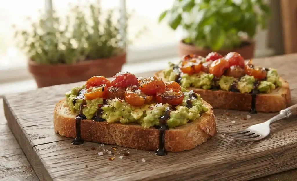 Creamy and healthy avocado toast with Tomato