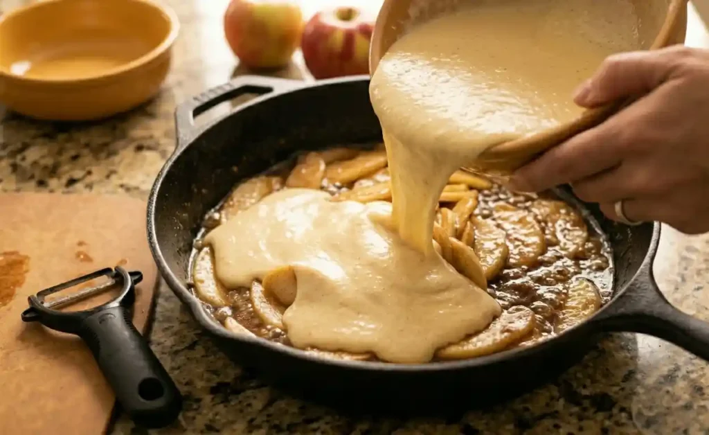 Time for pour and bake Dutch Apple Pancake