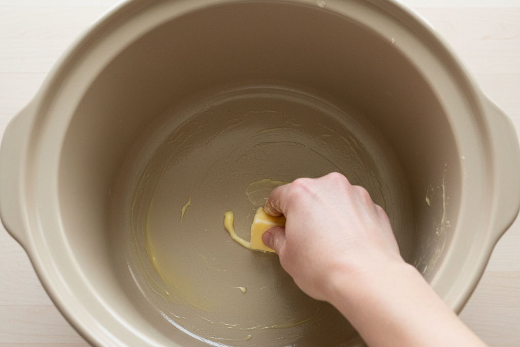 Grease your crock pot