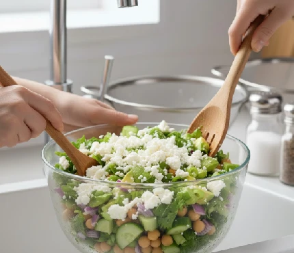 Chickpea cucumber salad plant-based