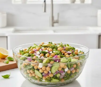 Chickpea cucumber salad plant-based