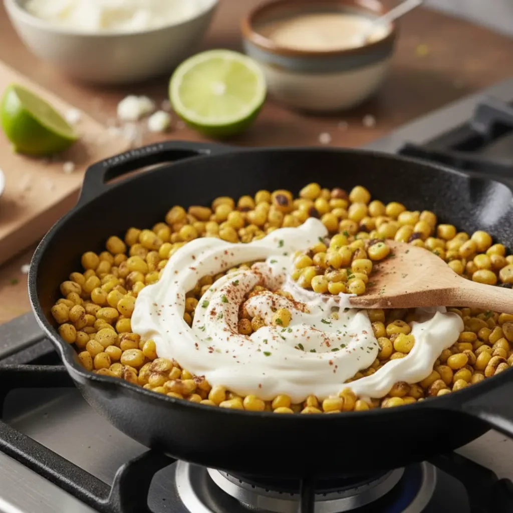 Making the Creamy Street Corn Mix