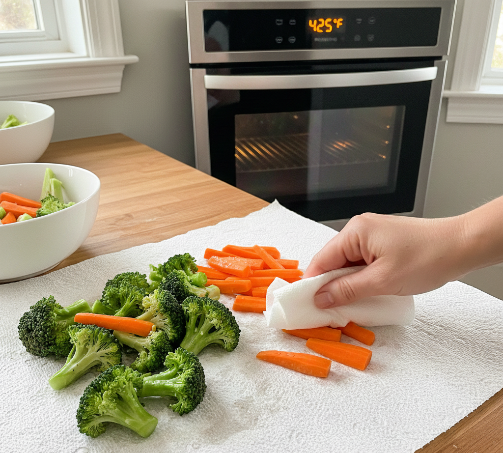 Roasted broccoli and carrots