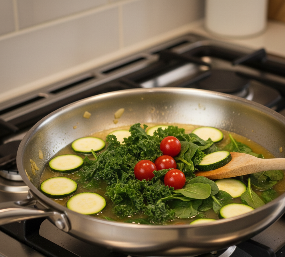 Add Vegetables & Simmer for vegetable Orzo Soup Recipe
