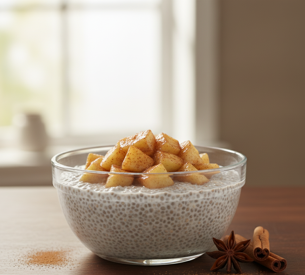 Warm Chia Pudding with Cinnamon Apples