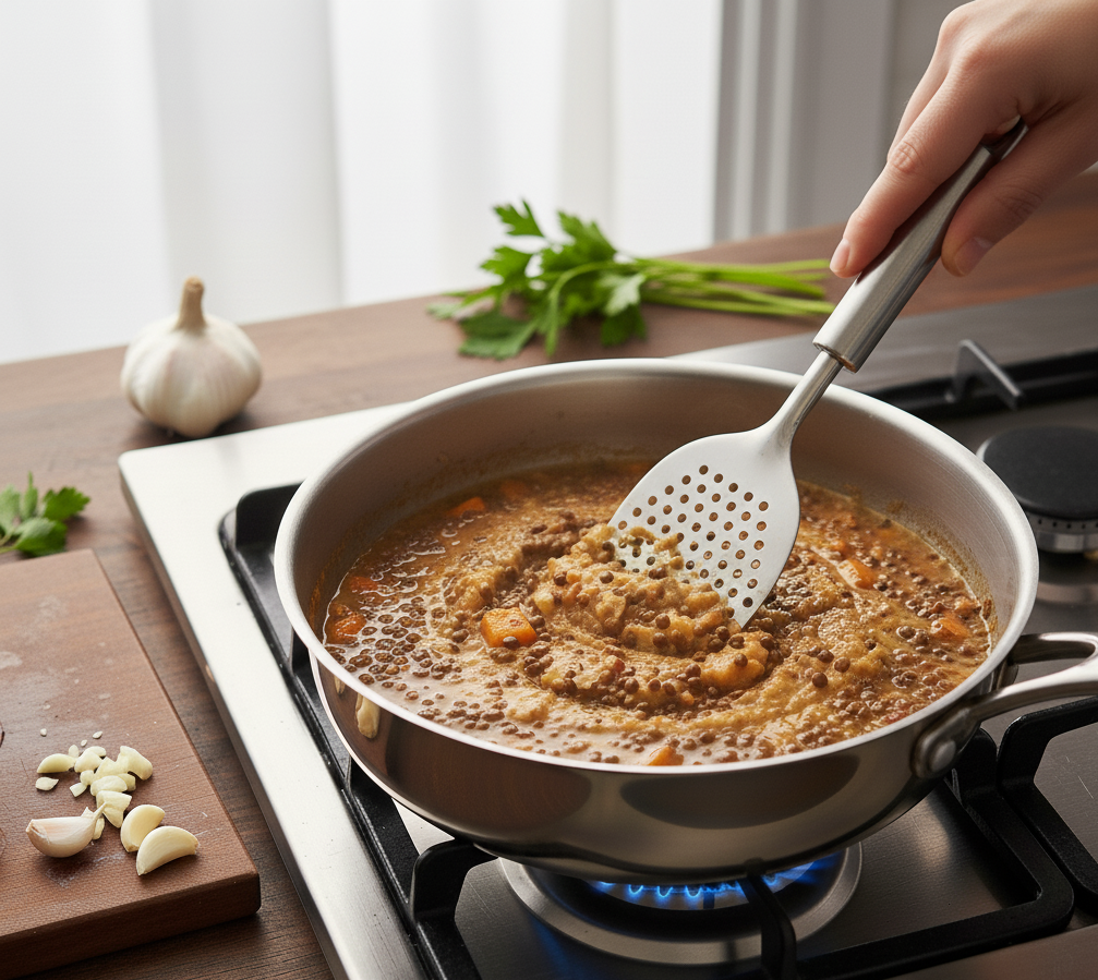  Mash lightly for a creamy texture.
 of Lentil 
