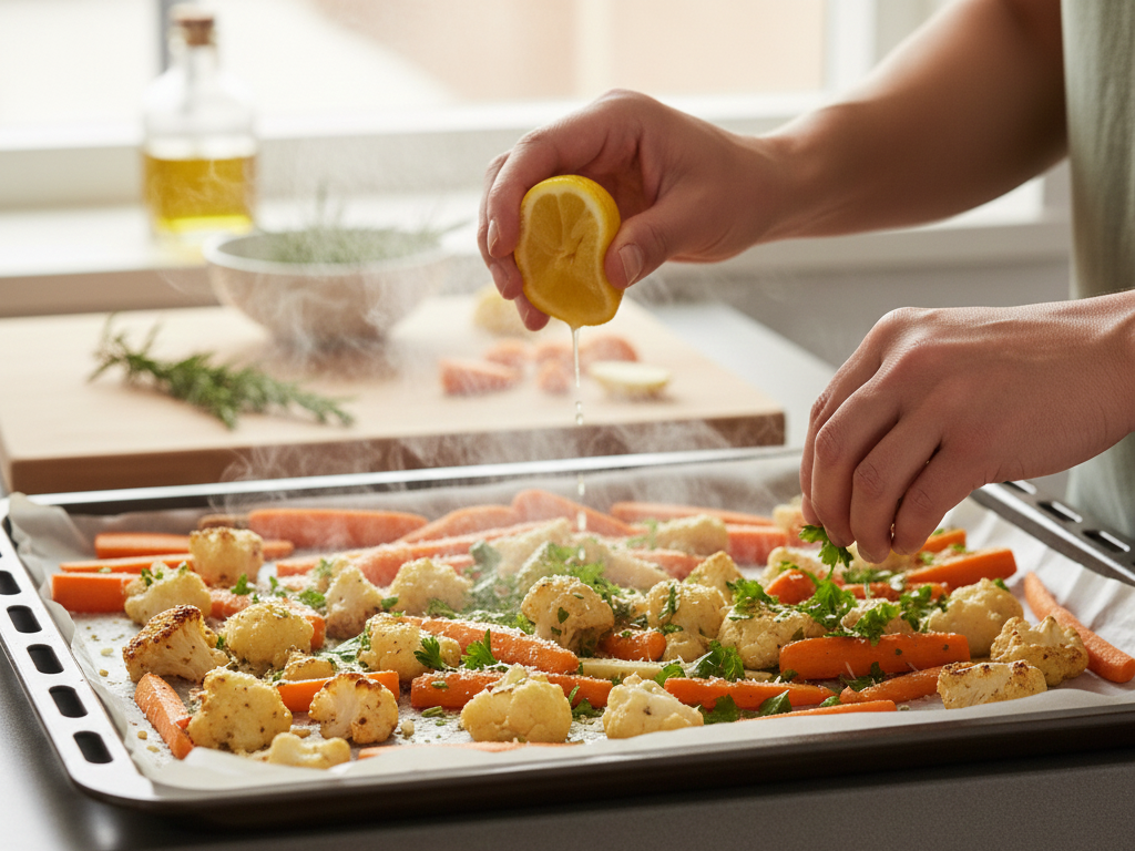 squeeze a little lemon over the hot veggies