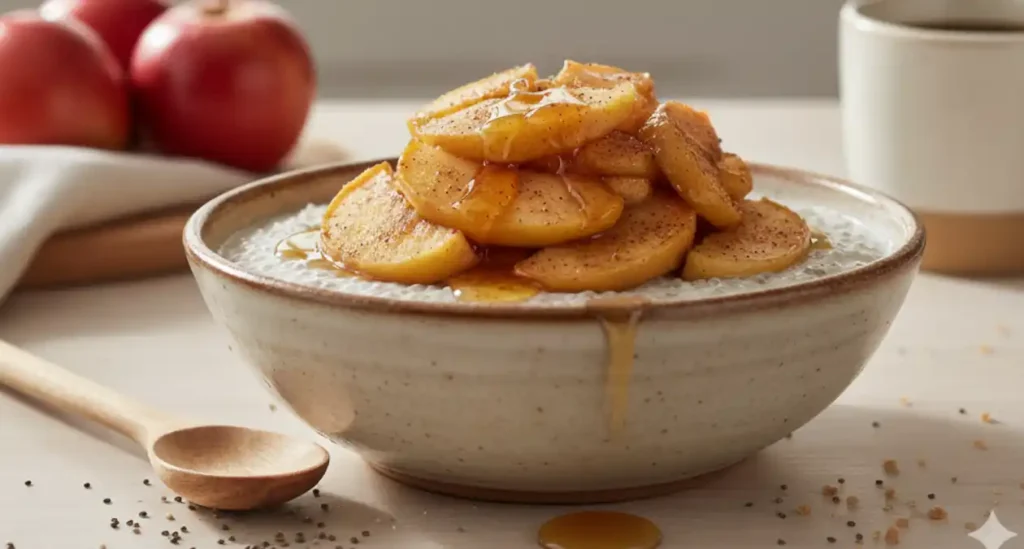 Warm Chia Pudding with Cinnamon Apples