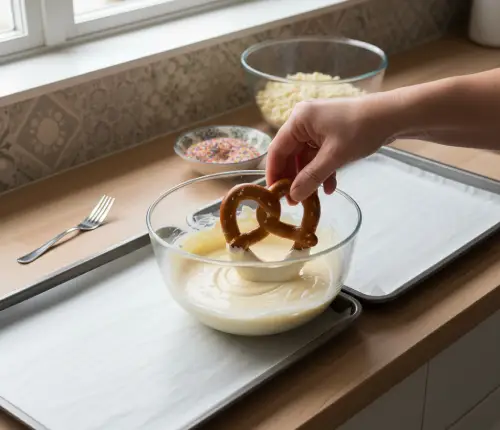 White chocolate with pretzels